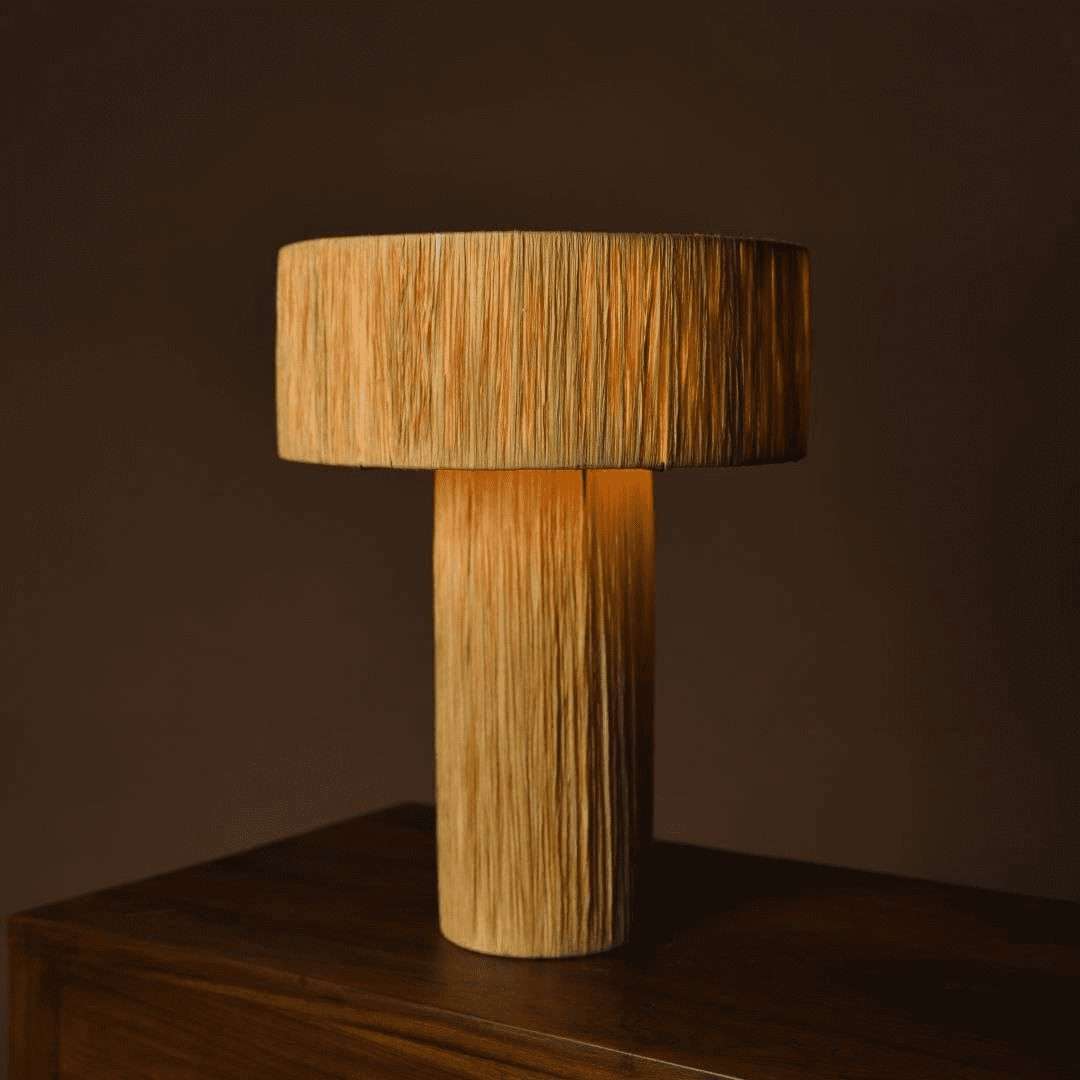 Meluri Rafia Table Lamp, Raffia and Iron