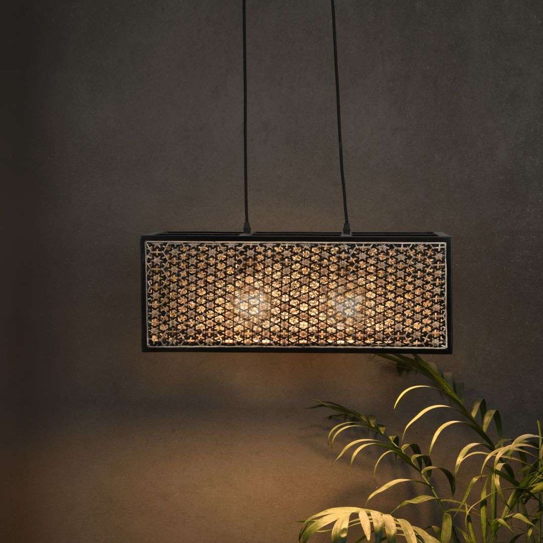 Twilight Pendant Lamp, Teak and Cane